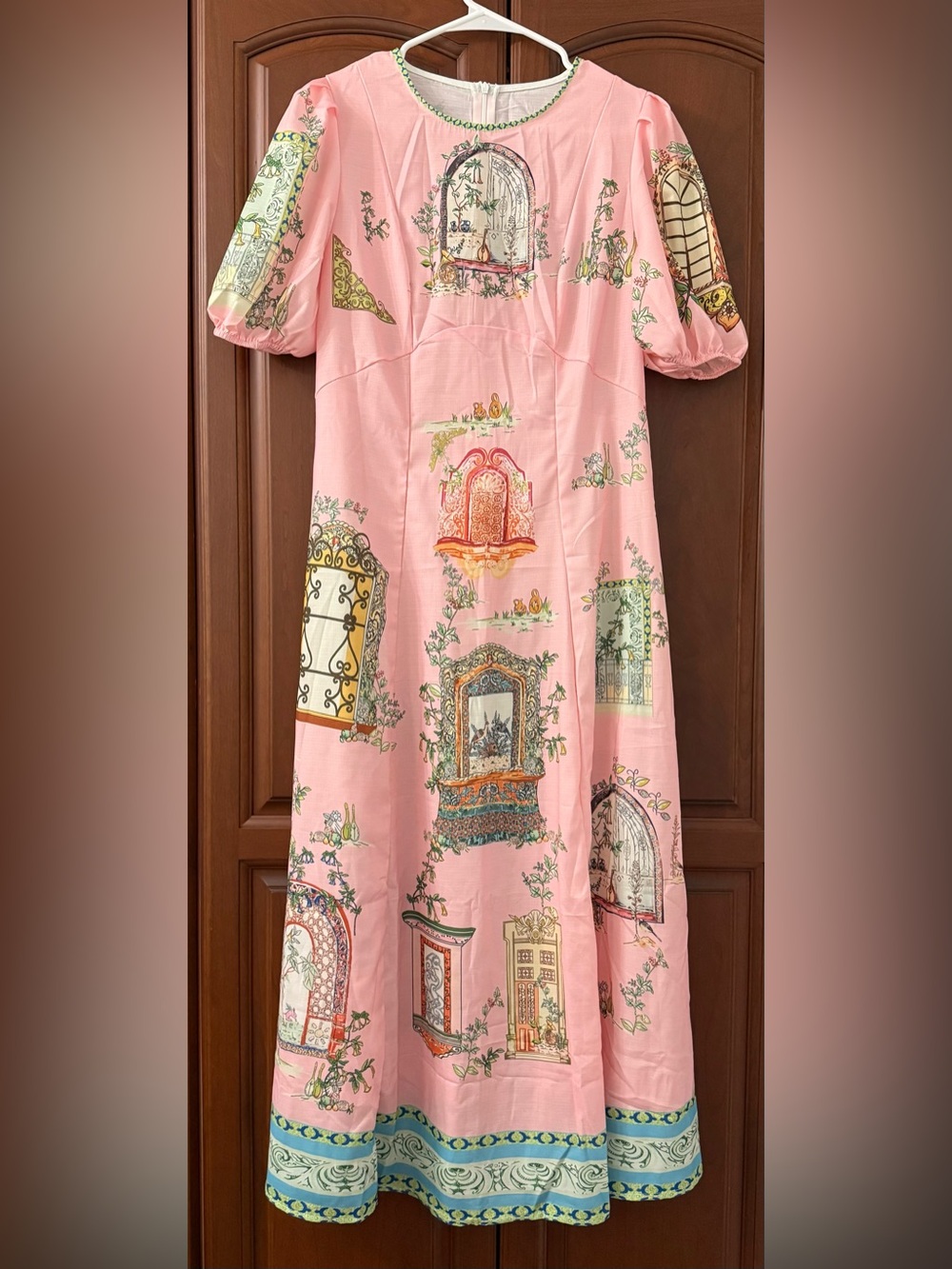 Fountain and birds beautiful dress Designer inspired